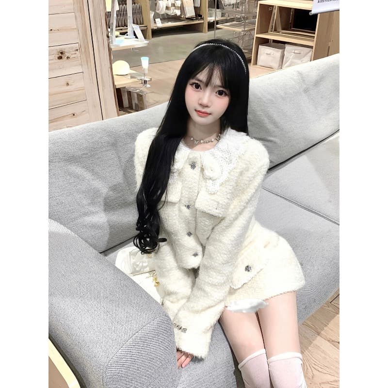 量産型/参戦服/推し活 シルバーボタンのウィンターセットアップ