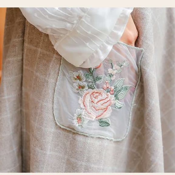 量産型 優雅な花刺繍レトロワンピース