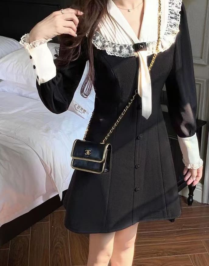 量産型 レース襟乙女風リボンワンピース
