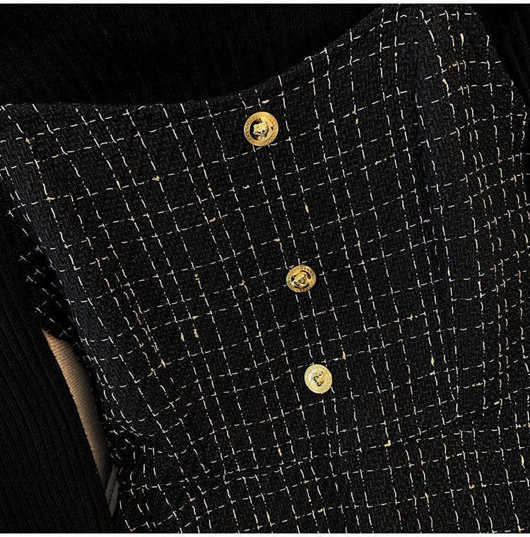 量産型 リブタートルニット×チェックキャミワンピース