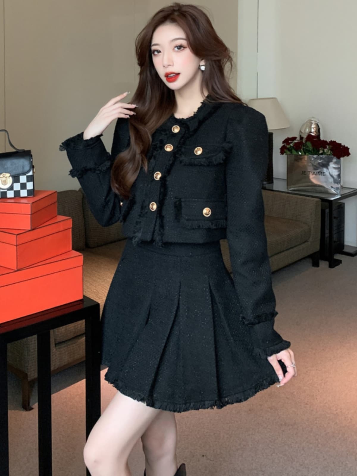 量産型 ツイード調フリルセットアップ