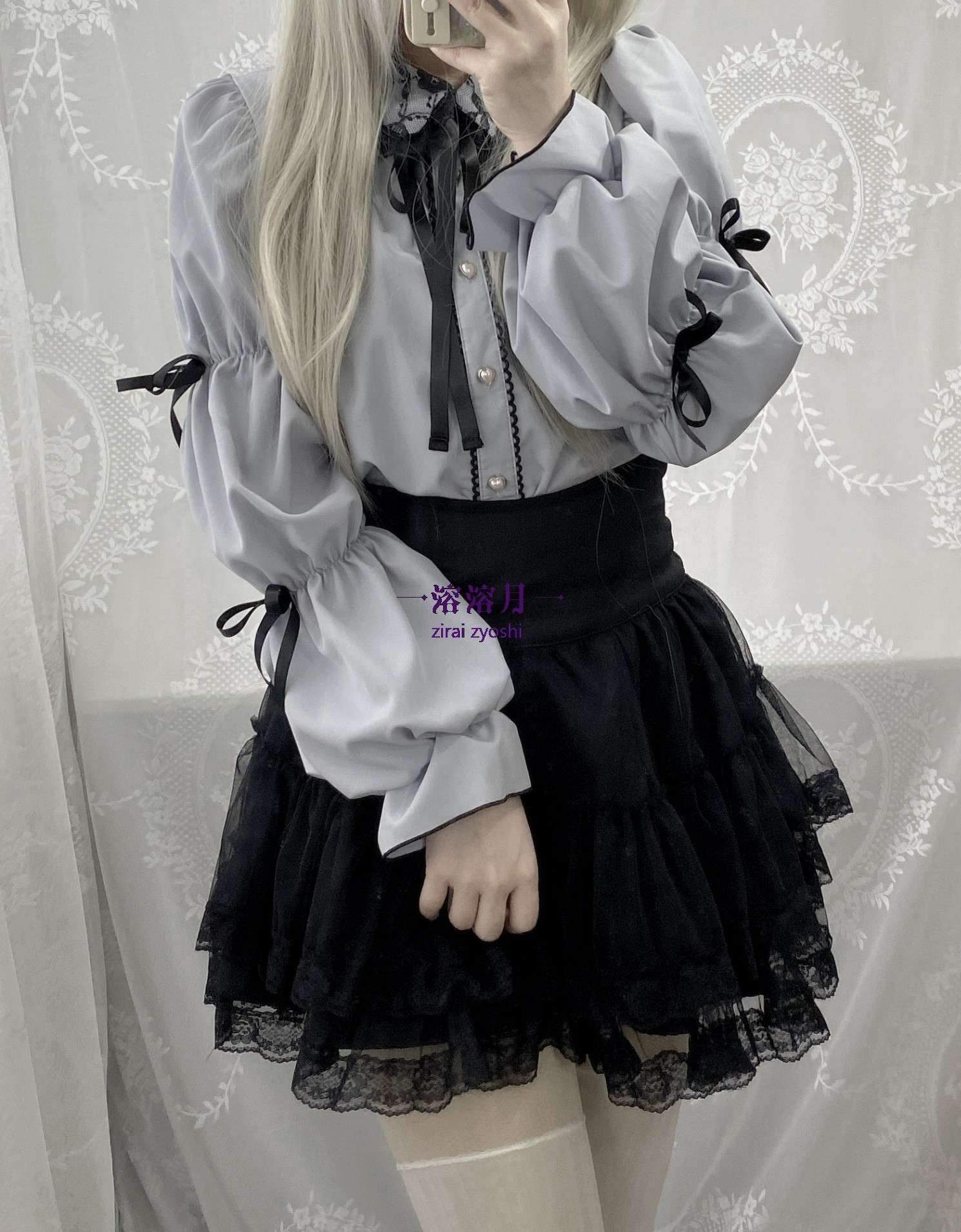 量産型/参戦服/推し活 ハートバックルレースシャツ