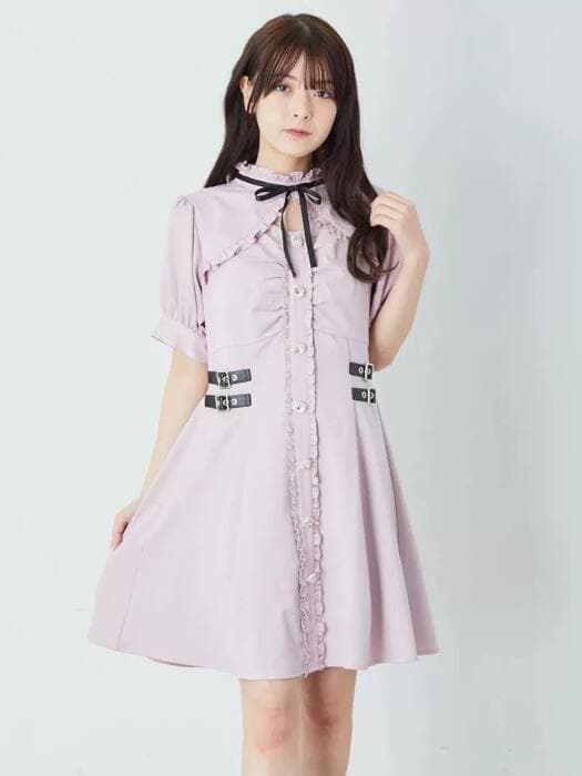 量産型/参戦服/推し活 パフスリーブフリルワンピース