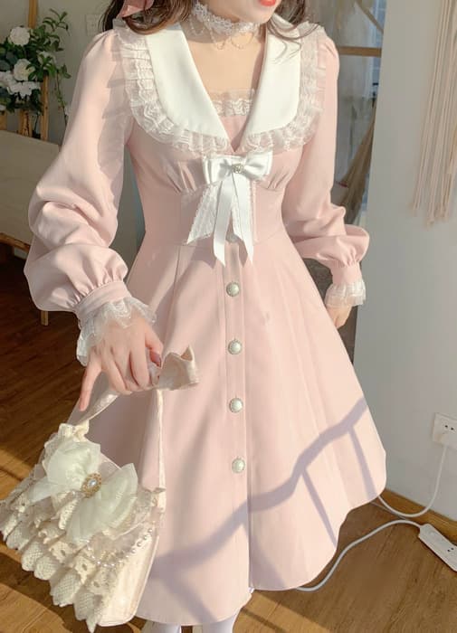 量産型/参戦服/推し活 パステルレースワンピース