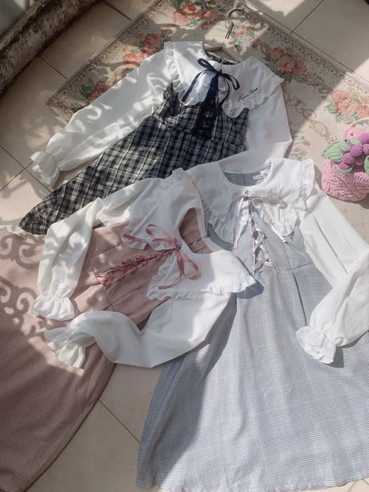 量産型/参戦服/推し活 フリルチェックワンピース