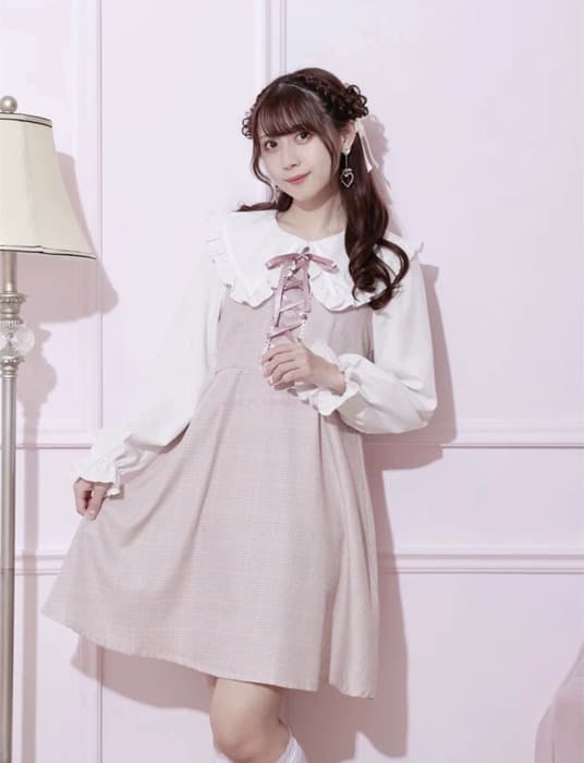 量産型/参戦服/推し活 フリルチェックワンピース