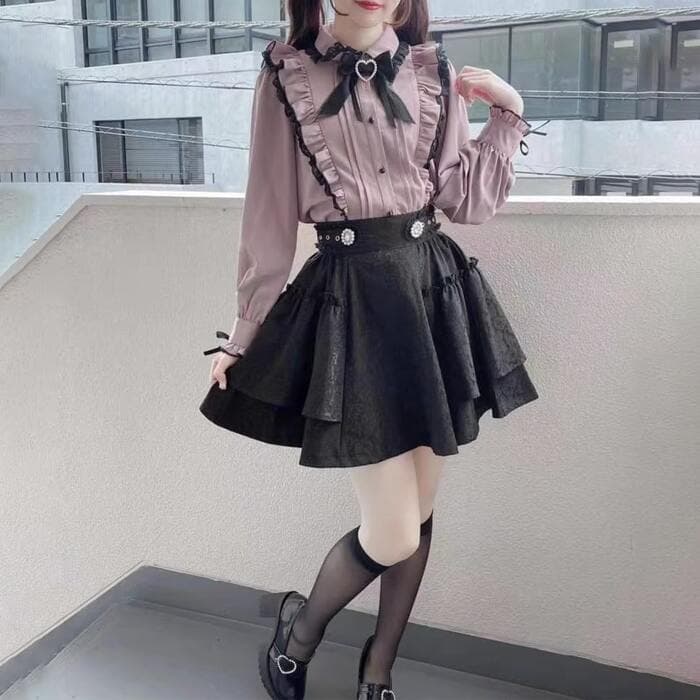 量産型/参戦服/推し活 フリルパステルブラウス
