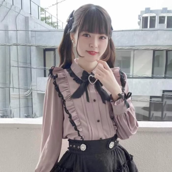 量産型/参戦服/推し活 フリルパステルブラウス