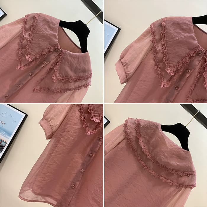 量産型/参戦服/推し活 シースルーシフォンブラウス