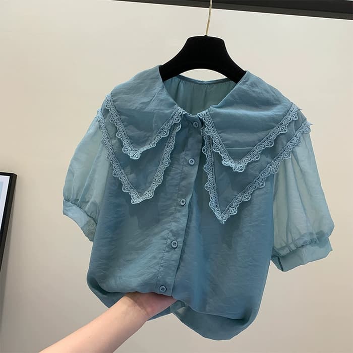 量産型/参戦服/推し活 シースルーシフォンブラウス