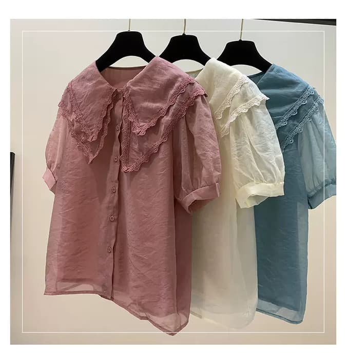 量産型/参戦服/推し活 シースルーシフォンブラウス