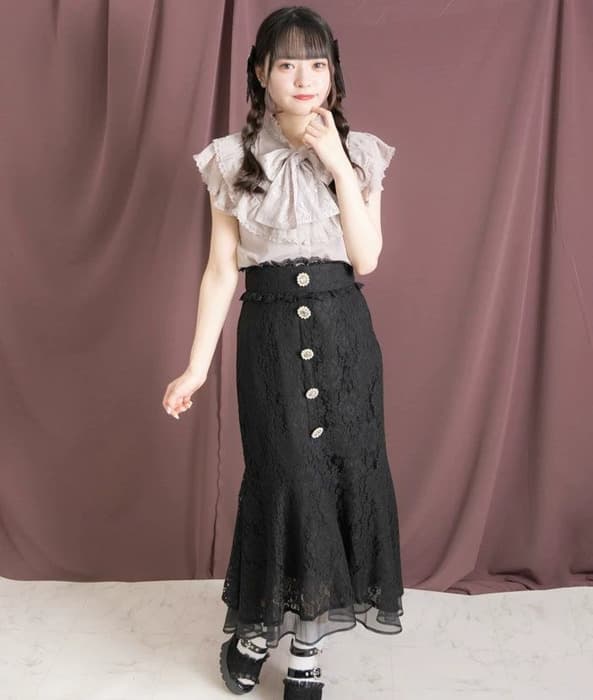 量産型/参戦服/推し活 ノースリーブフリルブラウス