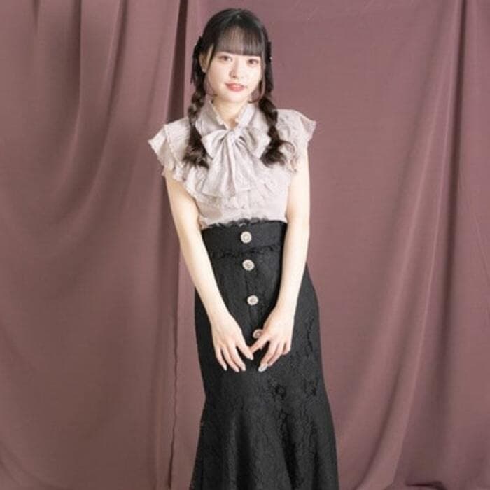 量産型/参戦服/推し活 ノースリーブフリルブラウス