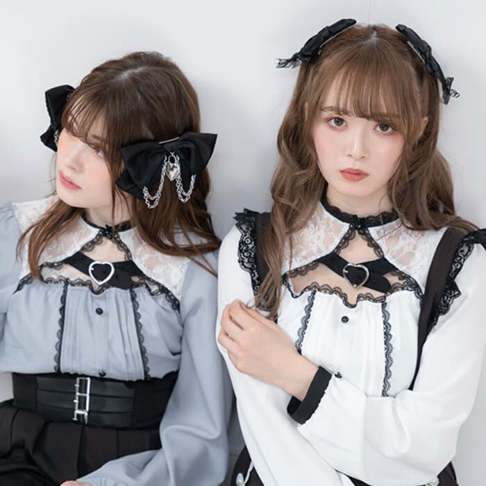 量産型/参戦服/推し活 レースアップバックルブラウス