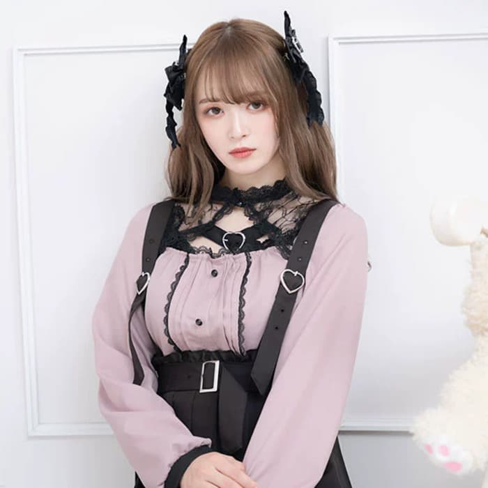 量産型/参戦服/推し活 レースアップバックルブラウス