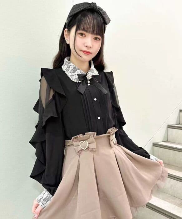 量産型/参戦服/推し活 シースルーフリルシャツ