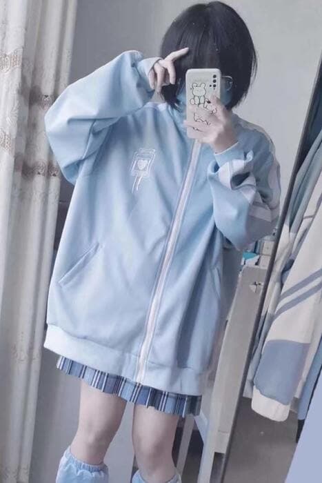 量産型/参戦服/推し活 パステルジップアップパーカー