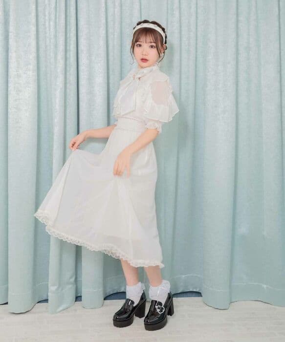 量産型/参戦服/推し活 フリルリボンロングワンピース