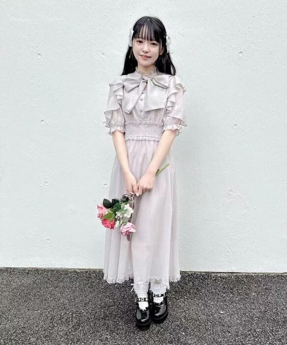 量産型/参戦服/推し活 フリルリボンロングワンピース