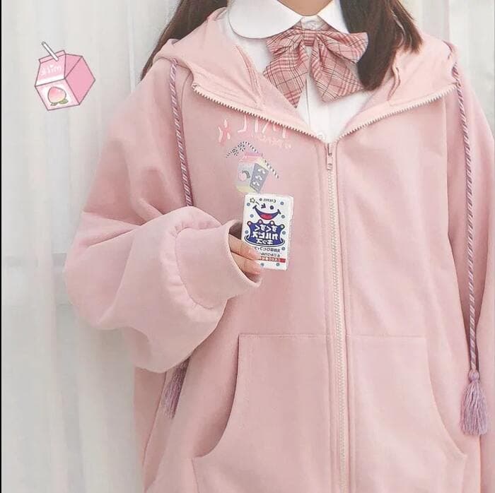 量産型/参戦服/推し活 耳付きオーバーサイズパーカー