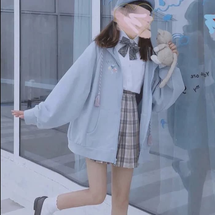 量産型/参戦服/推し活 耳付きオーバーサイズパーカー
