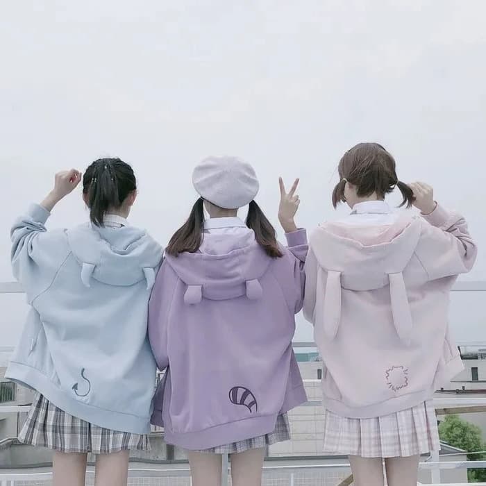量産型/参戦服/推し活 耳付きオーバーサイズパーカー