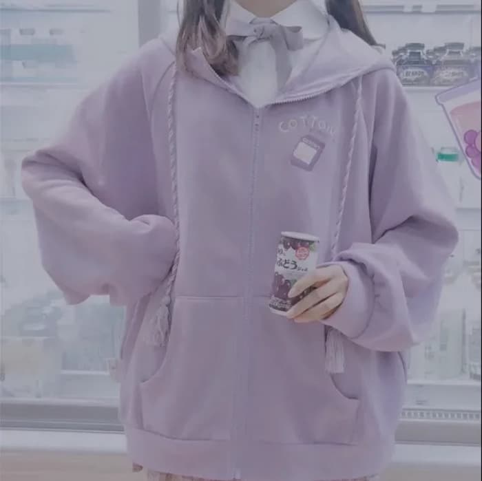 量産型/参戦服/推し活 耳付きオーバーサイズパーカー