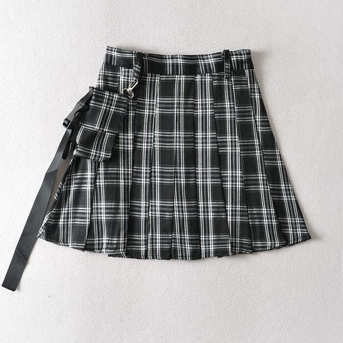 量産型/参戦服/推し活 スカート ベルト付きチェック側のスカート