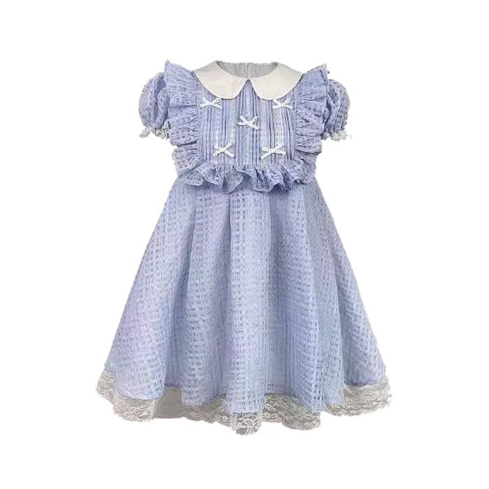 量産型/参戦服/推し活 夏のブルーで涼し気♡チェック柄プリンセスワンピース!