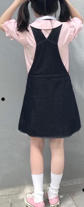 量産型/参戦服/推し活 猫好きへ♡デニムサスペンダースカート♪