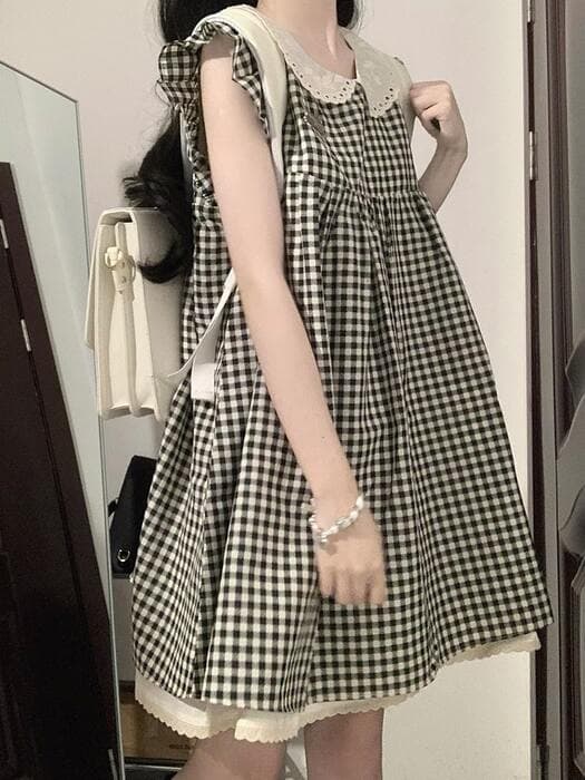 量産型/参戦服/推し活 大き目チェック柄がキュート!ワンピース