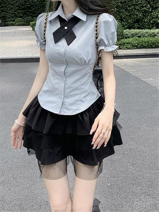 量産型/参戦服/推し活 チュール生地がかわいい♡ティアードスカート