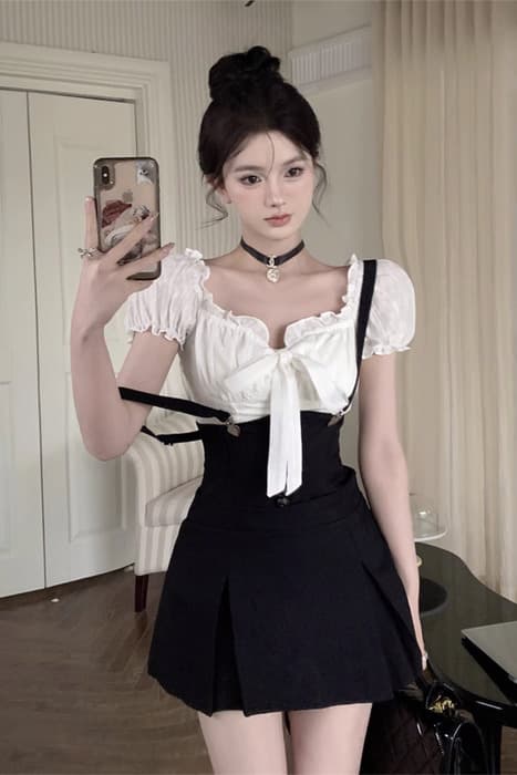 量産型/参戦服/推し活 サスペンダー付きミニスカートがかわいい♡セットアップ