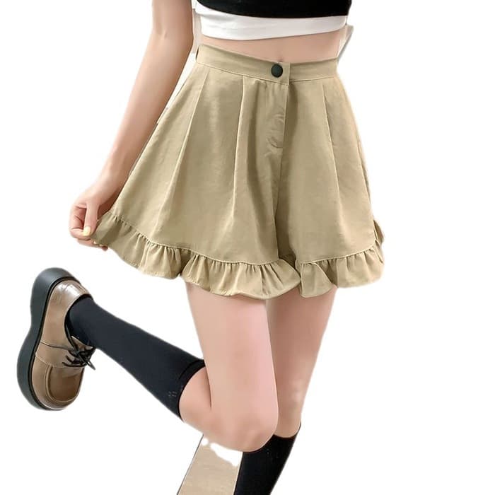 量産型/参戦服/推し活 ズボン ワイドフリルショートパンツ