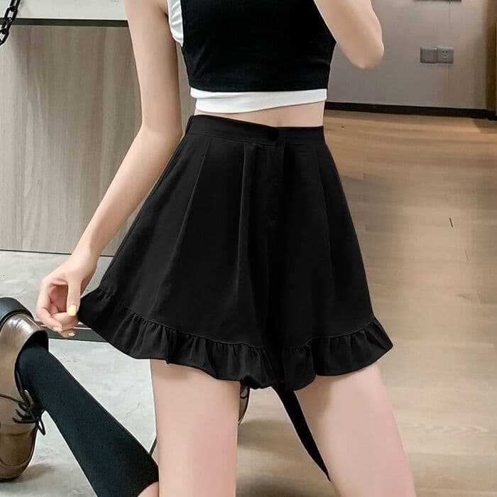 量産型/参戦服/推し活 ズボン ワイドフリルショートパンツ