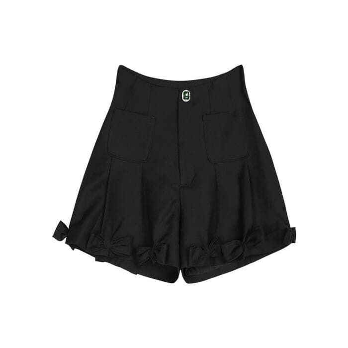 量産型/参戦服/推し活 ズボン リボン付きハイウエストショートパンツ