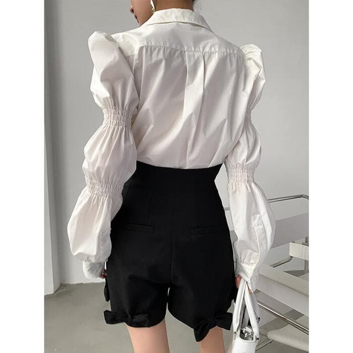 量産型/参戦服/推し活 ズボン リボン付きハイウエストショートパンツ