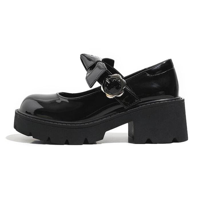 量産型/参戦服/推し活 リボン付き厚底パンプス