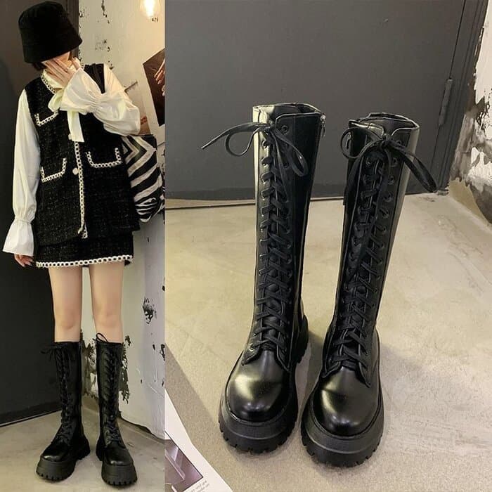 量産型/参戦服/推し活 靴 カジュアルロングブーツ