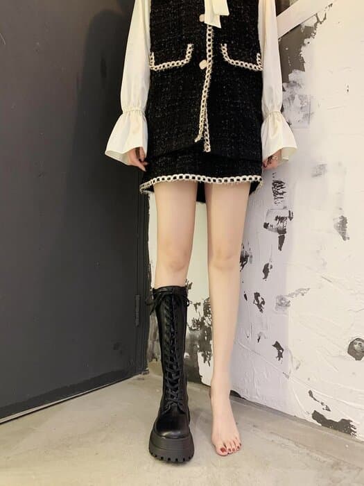 量産型/参戦服/推し活 靴 カジュアルロングブーツ