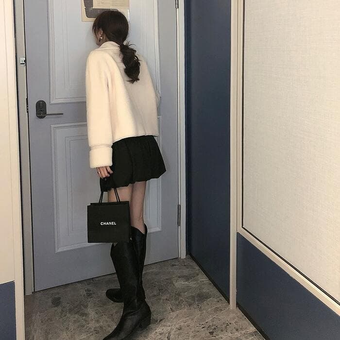 量産型/参戦服/推し活 ショート丈の羊毛コート