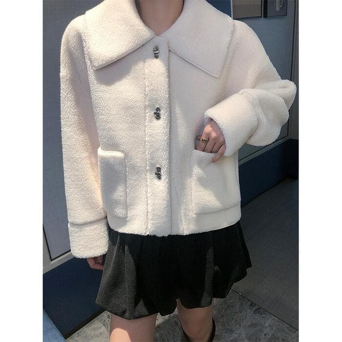 量産型/参戦服/推し活 ショート丈の羊毛コート