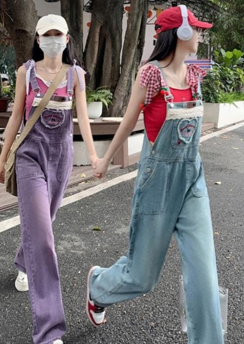 量産型/参戦服/推し活 天真爛漫!ゆるっとデニム♡オーバーオール! ズボン