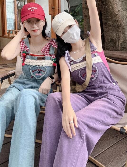 量産型/参戦服/推し活 天真爛漫!ゆるっとデニム♡オーバーオール! ズボン