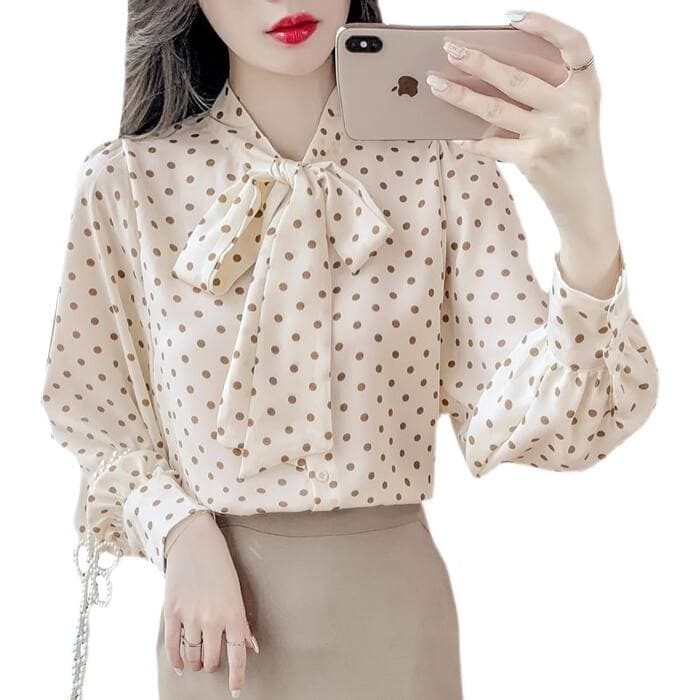 量産型/参戦服/推し活 ふんわりドット柄シフォン♡ブラウス