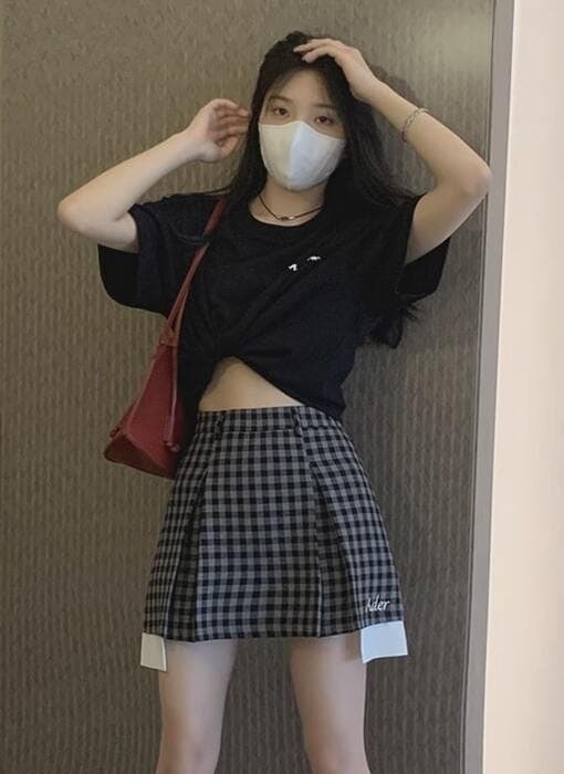 量産型/参戦服/推し活 チェック柄スカート!ハイウエストデザイン