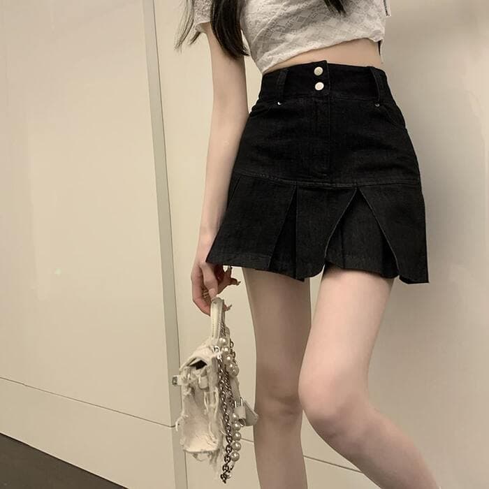 量産型/参戦服/推し活 デニム生地の女子向け細見えスカート♡