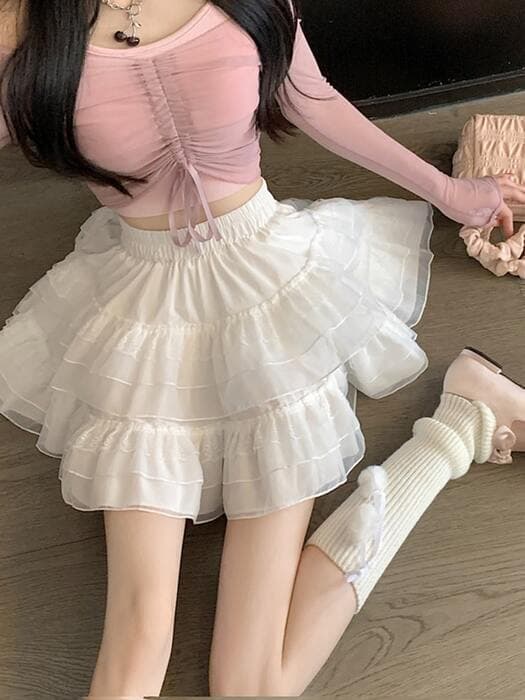 量産型/参戦服/推し活 メッシュ白スカート