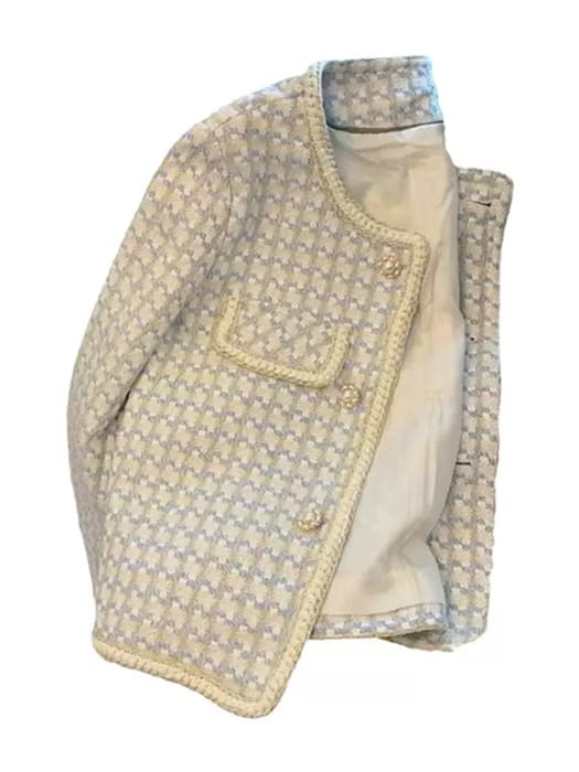 量産型/参戦服/推し活 千鳥格子を着こなす!淡い色味のアウター