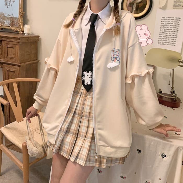 量産型/参戦服/推し活 うさぎセーター風パーカー